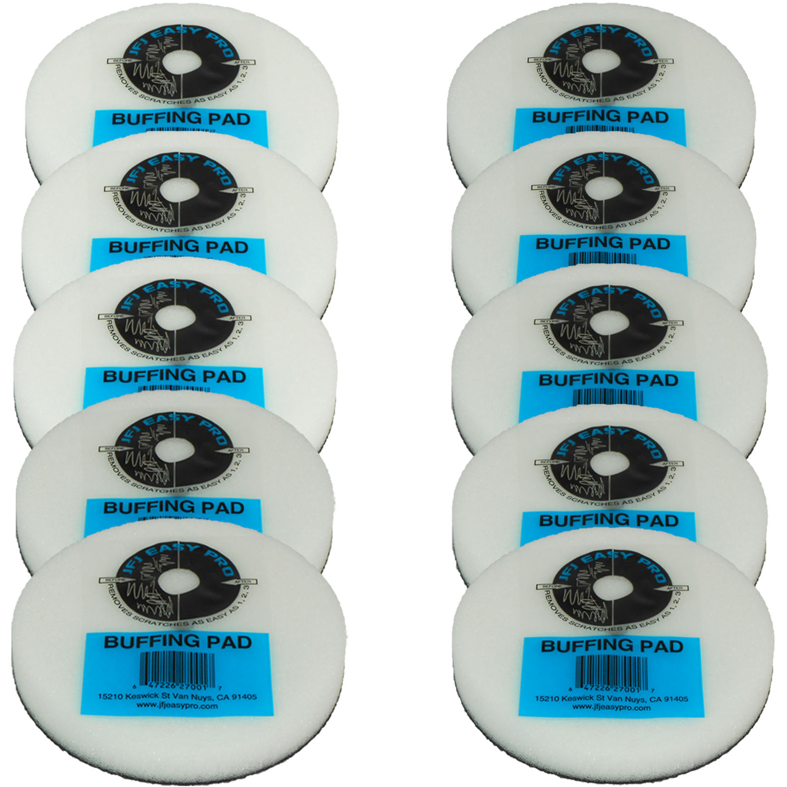 3 Pack Lot JFJ Easy Pro Buffing Pads Disc Repair White Pads EZ Pro 3/4 In Thick 